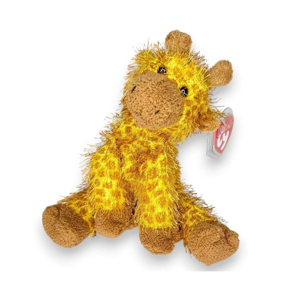 Treetop the Giraffe Ty Punkies | Golden Fuzzy Giraffe | Mint Heart Tag TY Beanie